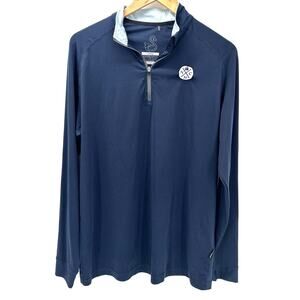 Swannies Shirt Mens Large Blue 1/4 Zip Performance Golf LOGO Long Sleeve